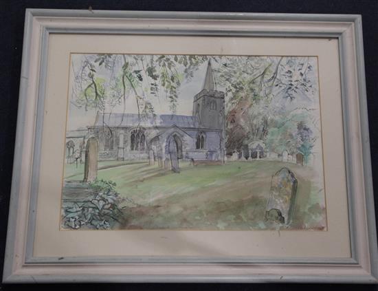 Richard Bawden (b.1936-) Polstead Church 14.5 x 20.5in.